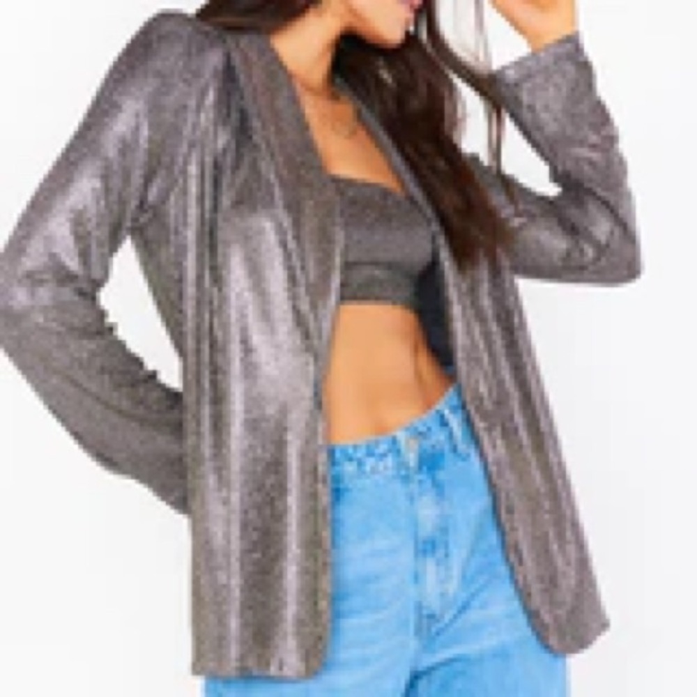 NWT Show Me Your Mumu Sparkly Blazer & Crop Top Set (Felix Blazer ~ Disco Glitz)